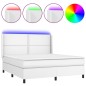 vidaXL Cama box spring colchón y LED cuero sintético blanco 160x200 cm vidaXL Cama box spring colchón y LED cuero sintético blanco 160x200 cm