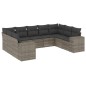 vidaXL Set de muebles de jardín 9 pzas y cojines ratán sintético gris