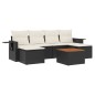 vidaXL Set de comedor de jardín 7 pzas y cojines ratán sintético negro