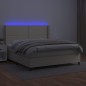 vidaXL Cama box spring colchón y LED cuero sintético crema 180x200 cm