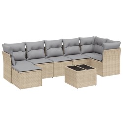 vidaXL Juego de sofás jardín con cojines beige mezcla 8 pzas ratán PE