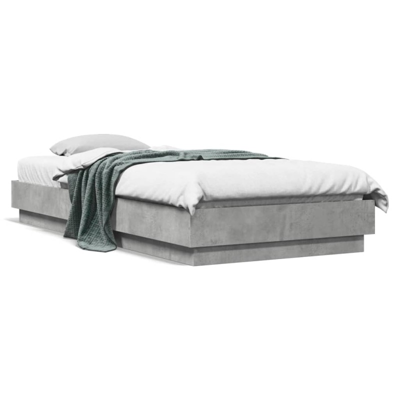 vidaXL Estructura de cama madera de ingeniería gris hormigón 90x200cm