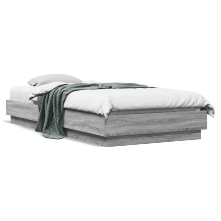 vidaXL Estructura de cama madera de ingeniería gris Sonoma 90x200 cm