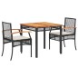 vidaXL Set comedor de jardín 3 pzas con cojines ratán sintético negro vidaXL Set comedor de jardín 3 pzas con cojines ratán sintético negro