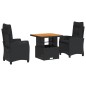 vidaXL Set comedor de jardín 3 pzas con cojines ratán sintético negro vidaXL Set comedor de jardín 3 pzas con cojines ratán sintético negro