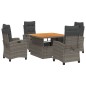 vidaXL Set comedor de jardín 5 piezas con cojines ratán sintético gris vidaXL Set comedor de jardín 5 piezas con cojines ratán sintético gris