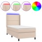 vidaXL Cama box spring colchón LED cuero sintético capuchino 80x200 cm