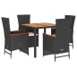 vidaXL Set de muebles jardín 5 pzas con cojines ratán sintético negro vidaXL Set de muebles jardín 5 pzas con cojines ratán sintético negro