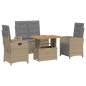 vidaXL Set de comedor jardín con cojines 4 pzas ratán sintético beige vidaXL Set de comedor jardín con cojines 4 pzas ratán sintético beige