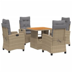 vidaXL Set comedor de jardín 5 pzas con cojines ratán sintético beige
