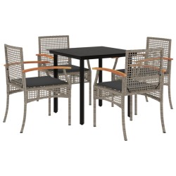 vidaXL Set comedor de jardín 5 piezas con cojines ratán sintético gris