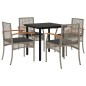 vidaXL Set comedor de jardín 5 piezas con cojines ratán sintético gris vidaXL Set comedor de jardín 5 piezas con cojines ratán sintético gris