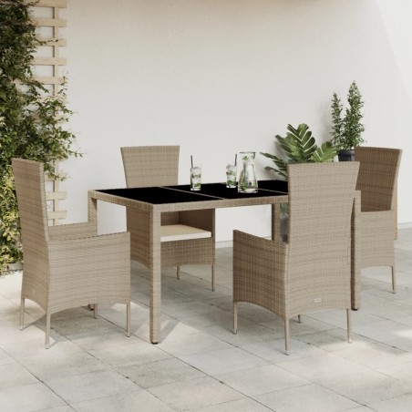 vidaXL Set comedor de jardín 5 pzas con cojines ratán sintético beige