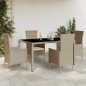 vidaXL Set comedor de jardín 5 pzas con cojines ratán sintético beige vidaXL Set comedor de jardín 5 pzas con cojines ratán sintético beige