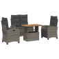 vidaXL Juego de comedor de jardín 4 piezas con cojines ratán PE gris vidaXL Juego de comedor de jardín 4 piezas con cojines ratán PE gris