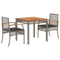 vidaXL Set comedor de jardín 3 piezas con cojines ratán sintético gris vidaXL Set comedor de jardín 3 piezas con cojines ratán sintético gris
