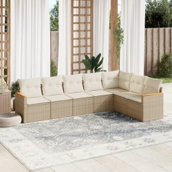 vidaXL Set sofás de jardín 7 piezas y cojines ratán sintético beige