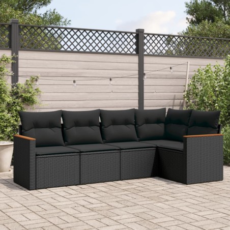 vidaXL Set de muebles de jardín 5 pzas y cojines ratán sintético negro