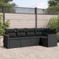 vidaXL Set de muebles de jardín 5 pzas y cojines ratán sintético negro vidaXL Set de muebles de jardín 5 pzas y cojines ratán sintético negro