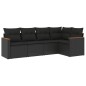vidaXL Set de muebles de jardín 5 pzas y cojines ratán sintético negro vidaXL Set de muebles de jardín 5 pzas y cojines ratán sintético negro