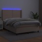 vidaXL Cama box spring colchón LED cuero sintético capuchino 140x190cm vidaXL Cama box spring colchón LED cuero sintético capuchino 140x190cm