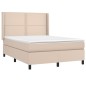 vidaXL Cama box spring colchón LED cuero sintético capuchino 140x190cm vidaXL Cama box spring colchón LED cuero sintético capuchino 140x190cm