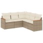 vidaXL Juego de sofás jardín con cojines 5 pzas ratán sintético beige vidaXL Juego de sofás jardín con cojines 5 pzas ratán sintético beige