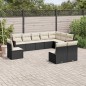 vidaXL Set de sofás de jardín 10 pzas cojines ratán sintético negro vidaXL Set de sofás de jardín 10 pzas cojines ratán sintético negro