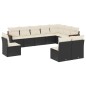 vidaXL Set de sofás de jardín 10 pzas cojines ratán sintético negro vidaXL Set de sofás de jardín 10 pzas cojines ratán sintético negro