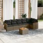 vidaXL Set de sofás de jardín 7 piezas con cojines ratán PE gris vidaXL Set de sofás de jardín 7 piezas con cojines ratán PE gris
