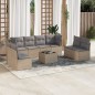 vidaXL Set de sofás de jardín 9 pzas con cojines ratán sintético beige vidaXL Set de sofás de jardín 9 pzas con cojines ratán sintético beige