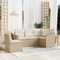 vidaXL Juego de sofás jardín con cojines 5 pzas ratán sintético beige vidaXL Juego de sofás jardín con cojines 5 pzas ratán sintético beige