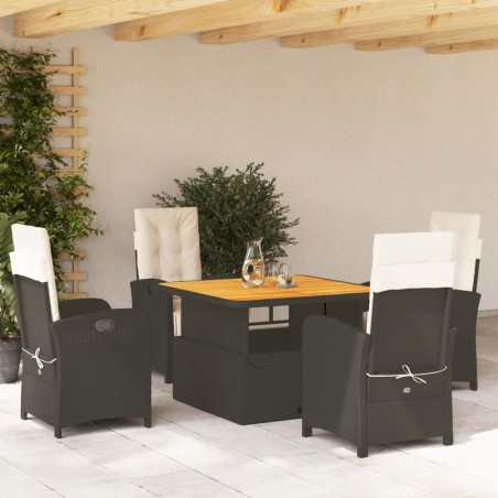 vidaXL Set de muebles jardín 5 pzas con cojines ratán sintético negro