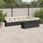 vidaXL Set de sofás de jardín 10 pzas cojines ratán sintético negro vidaXL Set de sofás de jardín 10 pzas cojines ratán sintético negro