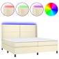 vidaXL Cama box spring colchón y LED cuero sintético crema 200x200 cm vidaXL Cama box spring colchón y LED cuero sintético crema 200x200 cm