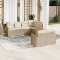 vidaXL Set sofás de jardín 7 piezas y cojines ratán sintético beige vidaXL Set sofás de jardín 7 piezas y cojines ratán sintético beige