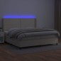 vidaXL Cama box spring colchón y LED cuero sintético crema 200x200 cm vidaXL Cama box spring colchón y LED cuero sintético crema 200x200 cm