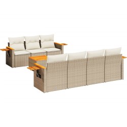 vidaXL Juego de sofás de jardín con cojines beige 8 pzas ratán PE