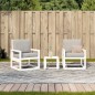 vidaXL Juego de muebles de jardín 3 pzas madera maciza de pino blanco vidaXL Juego de muebles de jardín 3 pzas madera maciza de pino blanco