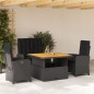 vidaXL Juego comedor jardín 4 piezas con cojines ratán sintético negro vidaXL Juego comedor jardín 4 piezas con cojines ratán sintético negro