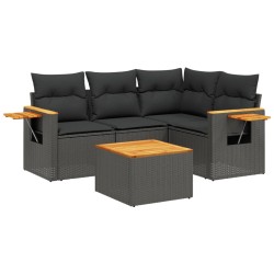 vidaXL Set de muebles de jardín 5 pzas y cojines ratán sintético negro