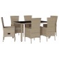 vidaXL Set comedor de jardín 7 pzas con cojines ratán sintético beige vidaXL Set comedor de jardín 7 pzas con cojines ratán sintético beige