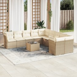 vidaXL Set de sofás de jardín 11pzas con cojines ratán sintético beige