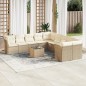 vidaXL Set de sofás de jardín 11pzas con cojines ratán sintético beige vidaXL Set de sofás de jardín 11pzas con cojines ratán sintético beige