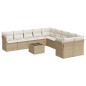 vidaXL Set de sofás de jardín 11pzas con cojines ratán sintético beige vidaXL Set de sofás de jardín 11pzas con cojines ratán sintético beige