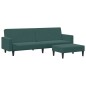 vidaXL Sofá cama de 2 plazas con taburete terciopelo verde oscuro vidaXL Sofá cama de 2 plazas con taburete terciopelo verde oscuro