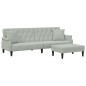 vidaXL Sofá cama 2 plazas con almohadas taburete terciopelo gris claro vidaXL Sofá cama 2 plazas con almohadas taburete terciopelo gris claro