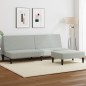vidaXL Sofá cama de 2 plazas con taburete terciopelo gris claro vidaXL Sofá cama de 2 plazas con taburete terciopelo gris claro