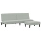 vidaXL Sofá cama de 2 plazas con taburete terciopelo gris claro vidaXL Sofá cama de 2 plazas con taburete terciopelo gris claro