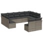 vidaXL Set de sofás de jardín 11 pzas y cojines ratán sintético gris
